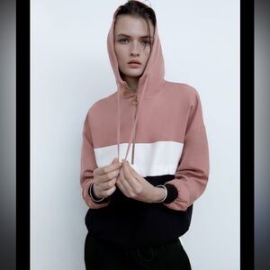 Zara brand new Colorblock hoodie sweat Jacket